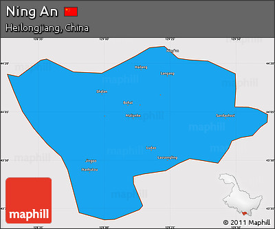 Political Simple Map of Ning An, cropped outside