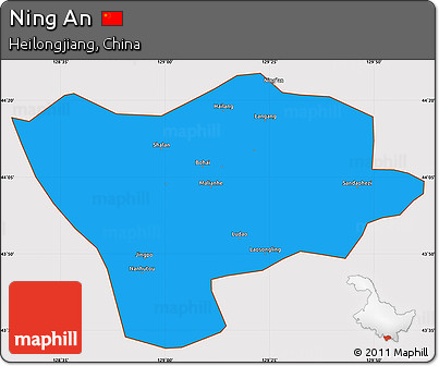 Political Simple Map of Ning An, cropped outside