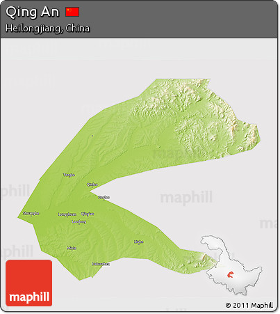 Physical 3D Map of Qing An, cropped outside
