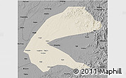 Shaded Relief 3D Map of Qing An, darken, desaturated