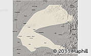 Shaded Relief 3D Map of Qing An, darken, semi-desaturated