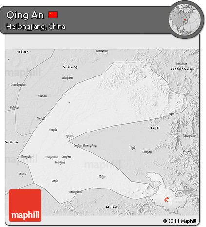 Silver Style 3D Map of Qing An