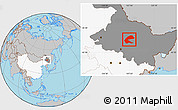 Gray Location Map of Qing An, highlighted country, highlighted parent region