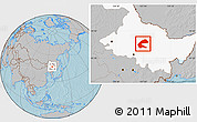Gray Location Map of Qing An, highlighted parent region, hill shading