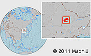 Gray Location Map of Qing An, hill shading