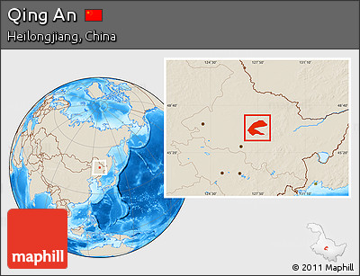 Shaded Relief Location Map of Qing An