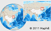 Shaded Relief Location Map of Qing An, highlighted country, within the entire country