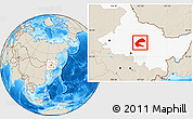 Shaded Relief Location Map of Qing An, highlighted parent region