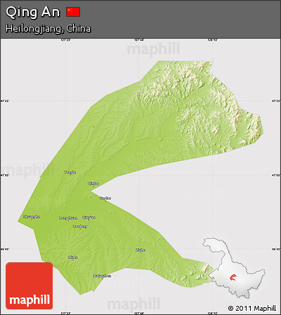Physical Map of Qing An, cropped outside