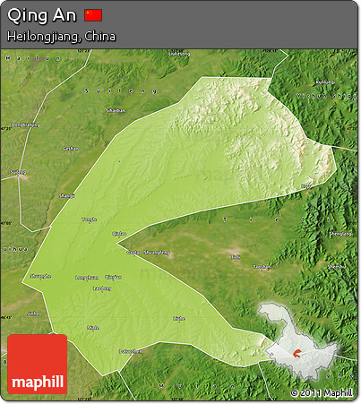 Physical Map of Qing An, satellite outside