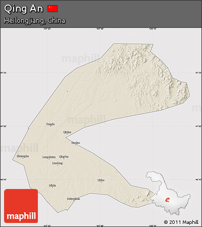 Shaded Relief Map of Qing An, cropped outside