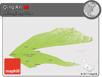 Physical Panoramic Map of Qing An, cropped outside