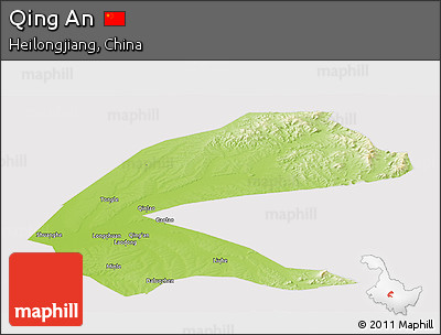 Physical Panoramic Map of Qing An, cropped outside