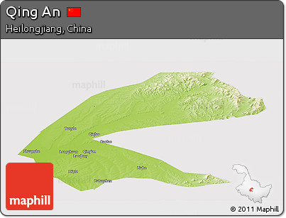 Physical Panoramic Map of Qing An, cropped outside