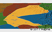 Political Panoramic Map of Qing An, darken