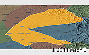 Political Panoramic Map of Qing An, darken, semi-desaturated