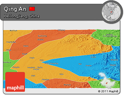 Political Panoramic Map of Qing An