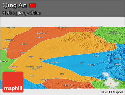 Political Panoramic Map of Qing An