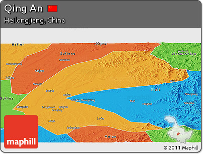 Political Panoramic Map of Qing An