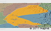 Political Panoramic Map of Qing An, semi-desaturated