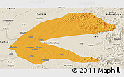 Political Panoramic Map of Qing An, shaded relief outside