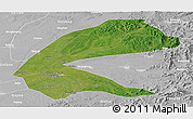 Satellite Panoramic Map of Qing An, lighten, desaturated