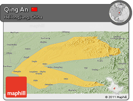 Savanna Style Panoramic Map of Qing An