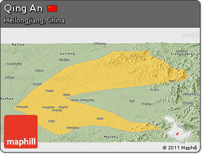 Savanna Style Panoramic Map of Qing An