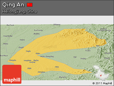 Savanna Style Panoramic Map of Qing An