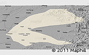 Shaded Relief Panoramic Map of Qing An, darken, desaturated