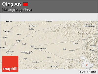 Shaded Relief Panoramic Map of Qing An