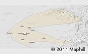 Shaded Relief Panoramic Map of Qing An, lighten, desaturated