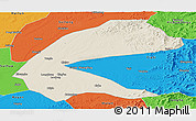 Shaded Relief Panoramic Map of Qing An, political outside