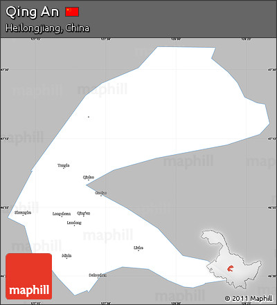 Gray Simple Map of Qing An, single color outside