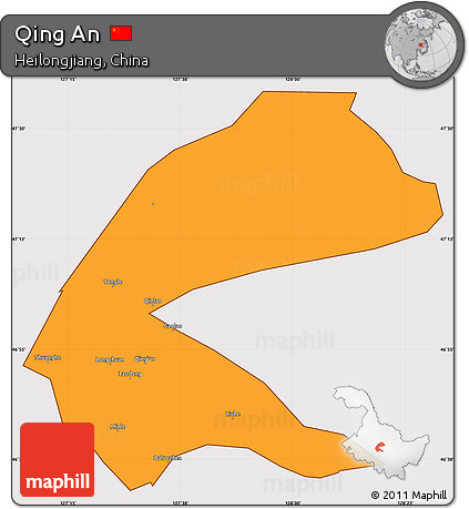 Political Simple Map of Qing An, cropped outside