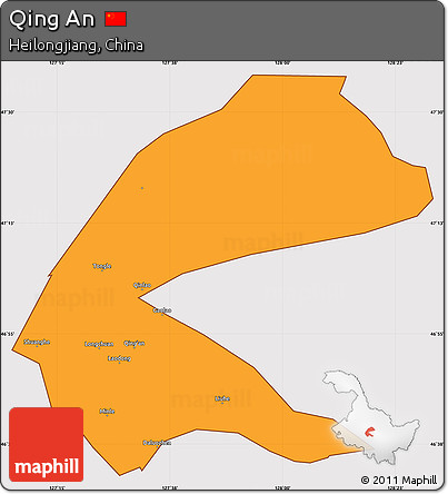 Political Simple Map of Qing An, cropped outside