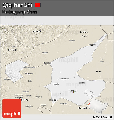Classic Style 3D Map of Qiqihar Shi