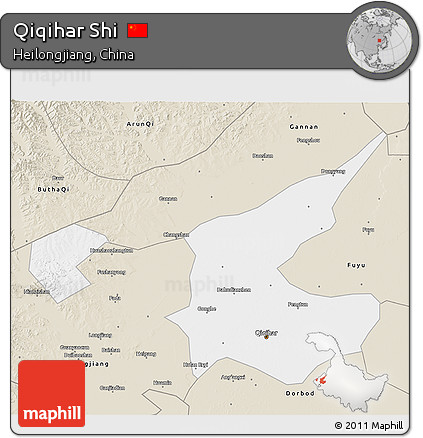 Classic Style 3D Map of Qiqihar Shi