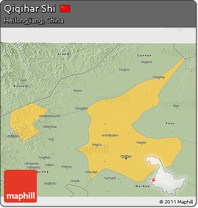 Savanna Style 3D Map of Qiqihar Shi