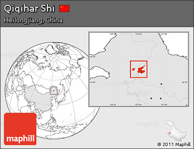Blank Location Map of Qiqihar Shi, highlighted country