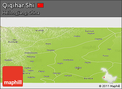 Physical Panoramic Map of Qiqihar Shi