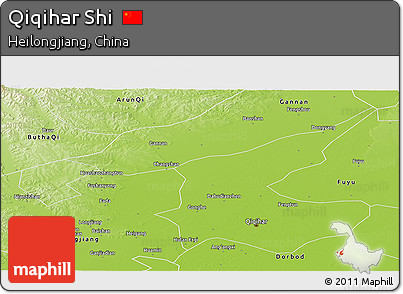 Physical Panoramic Map of Qiqihar Shi
