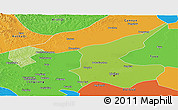 Physical Panoramic Map of Qiqihar Shi, political outside