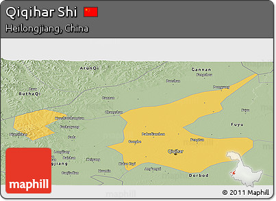Savanna Style Panoramic Map of Qiqihar Shi