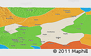 Shaded Relief Panoramic Map of Qiqihar Shi, political outside