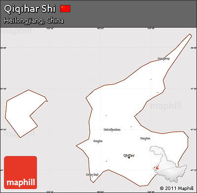 Classic Style Simple Map of Qiqihar Shi, cropped outside