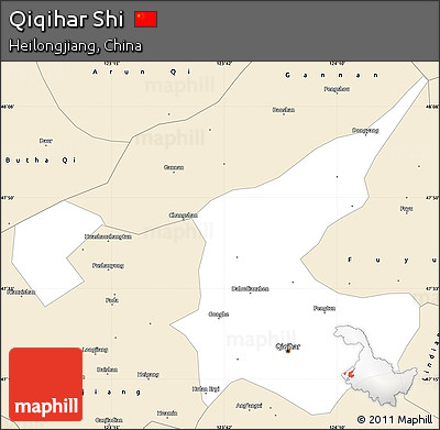 Classic Style Simple Map of Qiqihar Shi