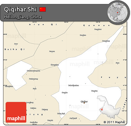 Classic Style Simple Map of Qiqihar Shi