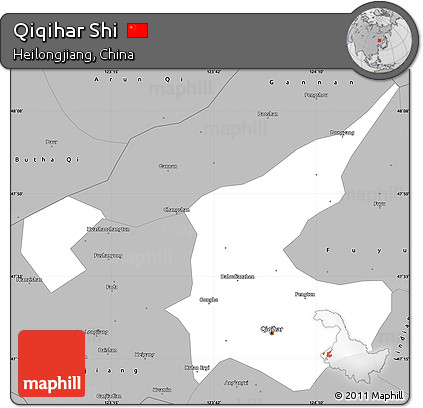 Gray Simple Map of Qiqihar Shi