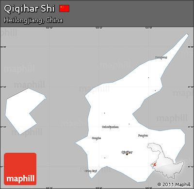 Gray Simple Map of Qiqihar Shi, single color outside